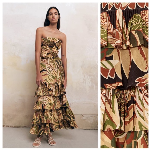 NWOT. Zara Multicolored Linen Blend Long High-Waisted Skirt. Size M. - Picture 1 of 9